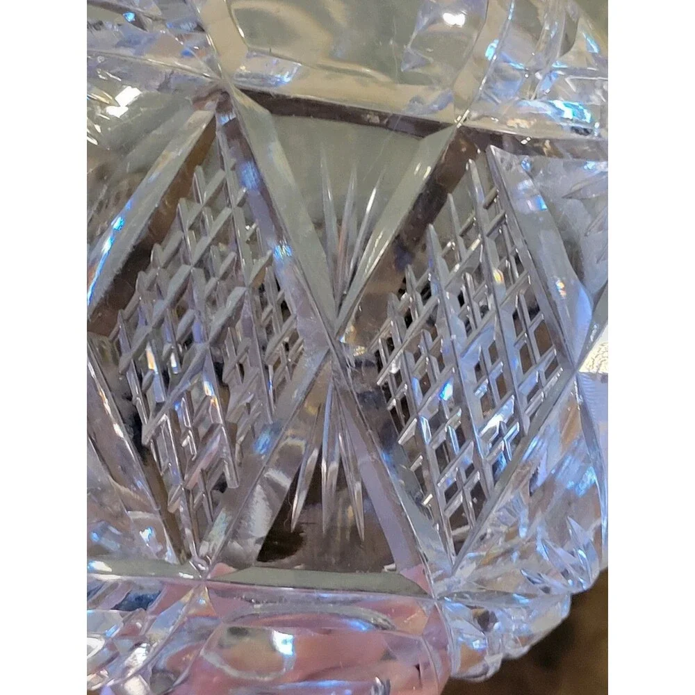 Antique Etched & Cut Crystal Floral Motif Sugar Bowl - 1930's